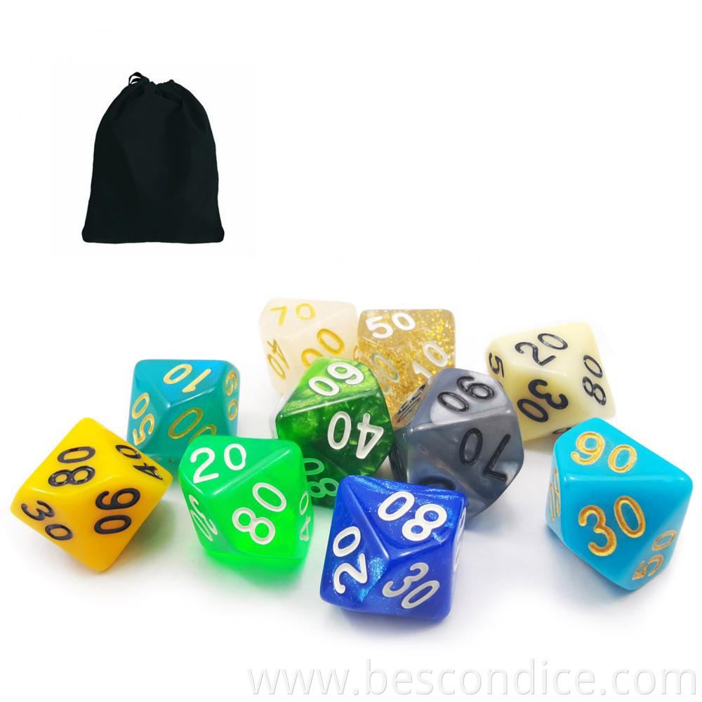 10pcs Multi Colored Pack Of D Dice